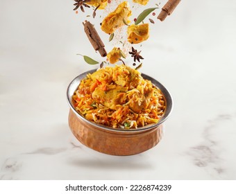 flying Chicken biryani Spicy Indian Hyderabadi biryani,  - Shutterstock ID 2226874239