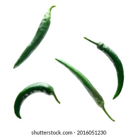 Flying chili peppers on white background - Powered by Shutterstock