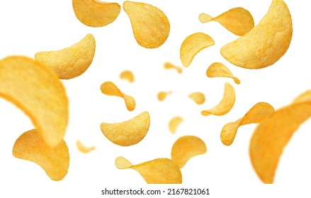 Flying Chips, Isolated On White Background