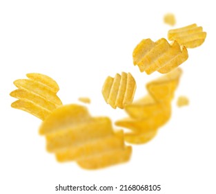 Flying Chips, Isolated On White Background