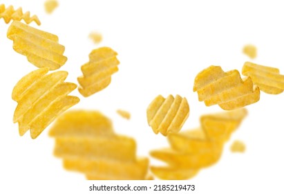 Flying Chips, Isolated On White Background