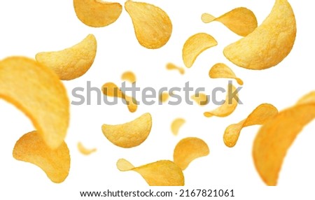 Flying chips, isolated on white background