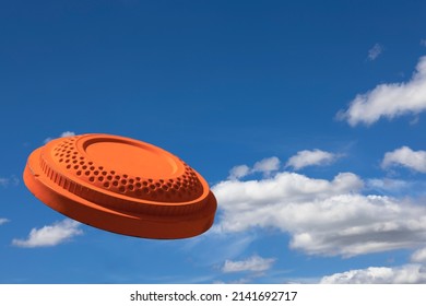 Flying Clay Pigeon Target In The Blue Sky Background , Shotgun Shooting Game