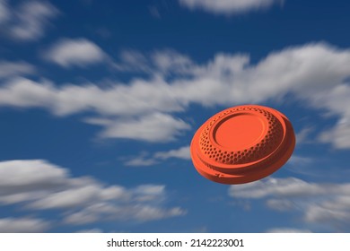 Flying Clay Pigeon Target In The Blue Sky Background , Shotgun Shooting Game