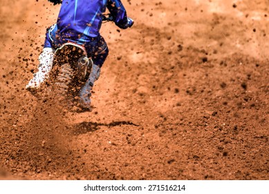 Flying Debris From A Motocross In Dirt Track