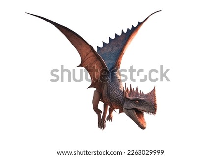 Flying dinosaur isolated on white background