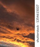 Flying with a drone in sunset