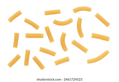 Flying and falling raw rigatoni pasta on a white background - Powered by Shutterstock