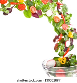 Flying  fresh salad isolated over white background - Shutterstock ID 130352897