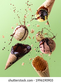 Flying Ice Cream With Chocolate Spray