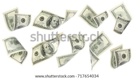 Flying money on white background