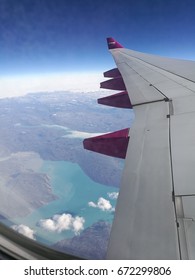 Flying Over Greenland, North Of Canada With WOW Airlines On The 14th Of June; View From The Window; Clear Sky