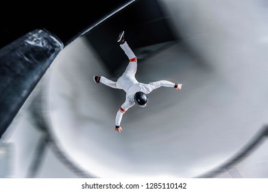 Flying People In Wind Tunnel . Indoor Skydiving