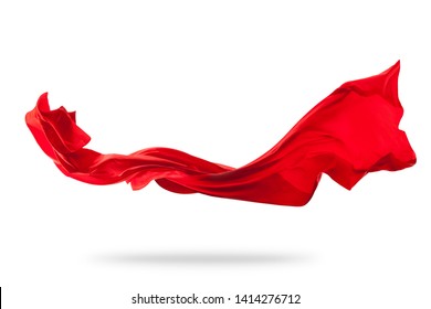 Flying piece coloured cloth texture isolated white background 