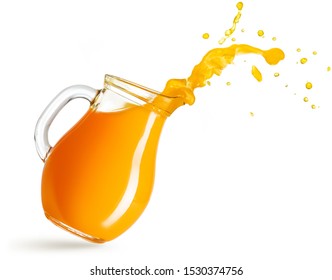 flying pitcher spilling orange juice isolated on white - Shutterstock ID 1530374756