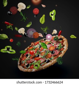 Flying Pizza Ingredients Images Stock Photos Vectors Shutterstock