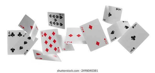 Flying playing cards for poker and gambling, deck  isolated on white, clipping path	 - Powered by Shutterstock