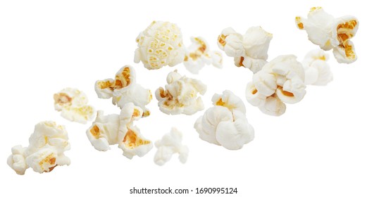 Flying popcorn, isolated on white background - Shutterstock ID 1690995124