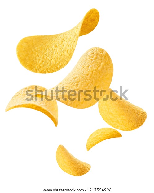 Flying Potato Chips Isolated On White Stock Photo (edit Now) 1217554996