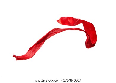 Flying Red Ribbon Isolated On White Background