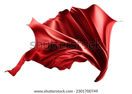  Flying red silk fabric. Waving satin cloth isolated on transparent PNG background. Generative AI.