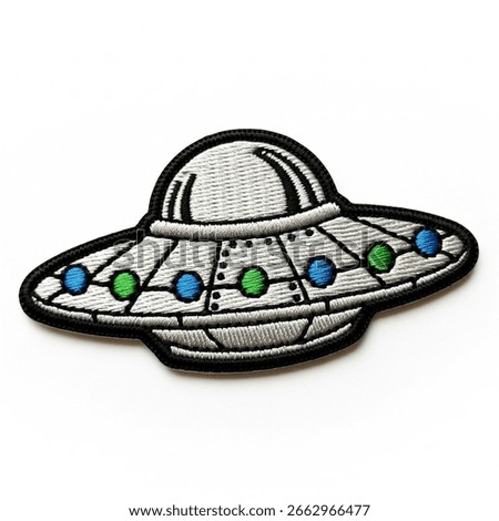 Flying saucers patch on a white background