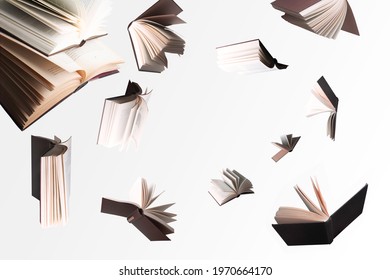 Flying several books isolated on white background. - Shutterstock ID 1970664170