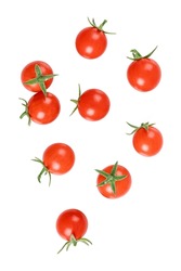 Flying Tomato Isolated On White Background.