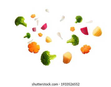 Flying Vegetables Isolated On White Background