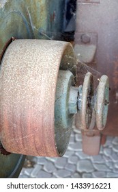 flywheel of an old tractor - Shutterstock ID 1433916221