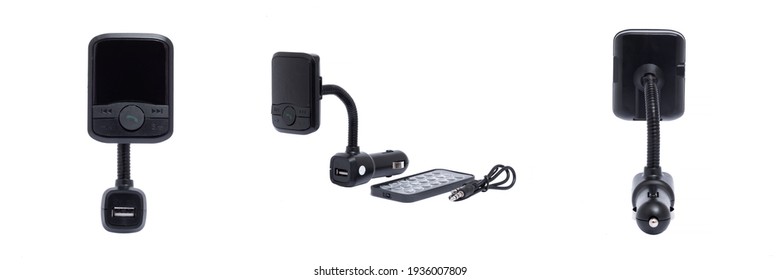 Fm Transmitter For Car On A White Background.