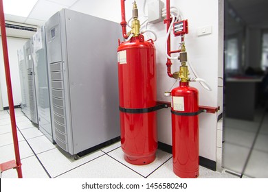 FM-200 Suppression Systems, FM200 Gas Flooding System, Gas Suppression System in Data Center Room  - Shutterstock ID 1456580240