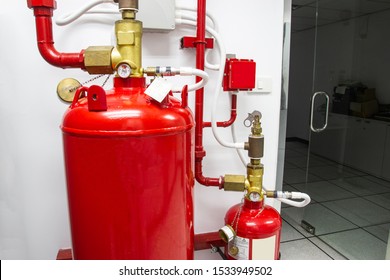 FM-200 Suppression Systems, FM200 Gas Flooding System, Gas Suppression System in Data Center Room  - Shutterstock ID 1533949502