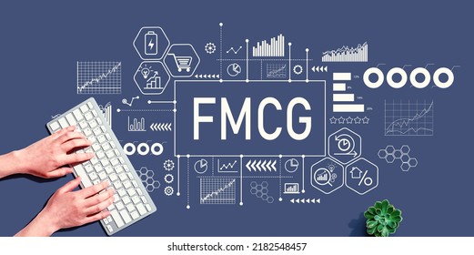 FMCG - Fast Moving Consumer Goods Theme With Person Using A Computer Keyboard