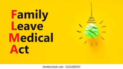FMLA Family Medical Leave Act Symbol. Concept Words FMLA Family Medical Leave Act On Wooden Cubes On On Beautiful Yellow Background. Light Bulb Icon. Medical FMLA Family Medical Leave Act Concept.