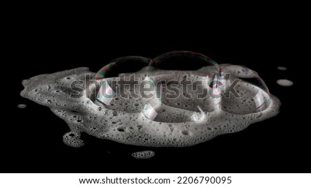 Foam, bubble isolated on black, with clipping path texture and background 