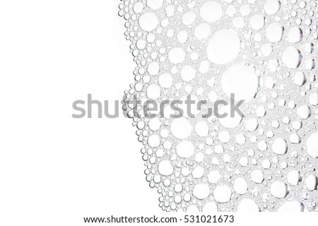 Foam bubble from soap or shampoo washing isolated on white background top view