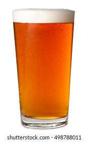 Foam Head Frosted Cold Pint Glass Beer Ale Lager Isolated On White Background