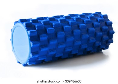 Foam Roller Gym Fitness Equipment Blue Isolated on White Background for masage