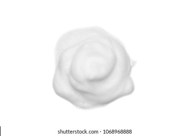 Foam Soap Cream Isolated On White Background. Bath Bubble Texture, Shave Cream Concept.