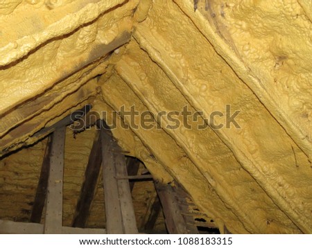 Foam sprayed insulation inside a loft