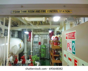 Foam Tank Room And Fire Control Station In An Oil Tanker