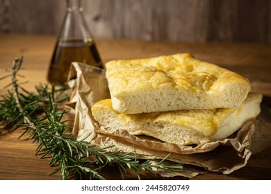 focaccia Italian bread pizza rosemary olive oil  - Powered by Shutterstock