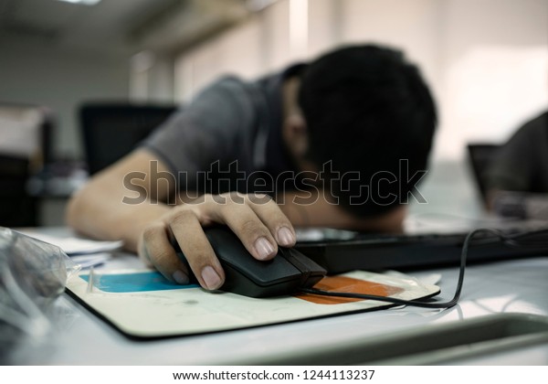 Focus Hand Laying Down Office Man Stock Photo Edit Now 1244113237