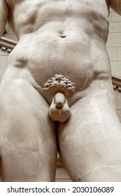 Focus on penis of the Statue of David realized by Michelangelo