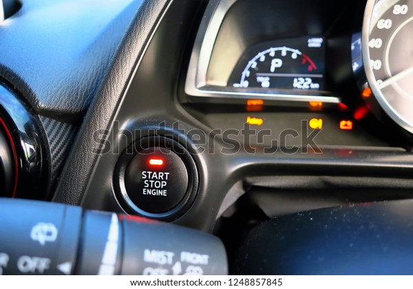 focus on push start on car console                      \
    
