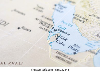 Focus On Qatar On Map