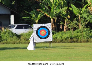 Focus On The Targets. Warning Archery Target Is Not Safety