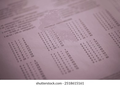 Focused Study Material with Multiplication Tables on Pink Background