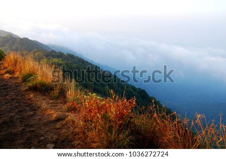 Fog and Clouds in the morning around the top of mountain , Thailand - hikes to epic mountains and adventurous backpacking